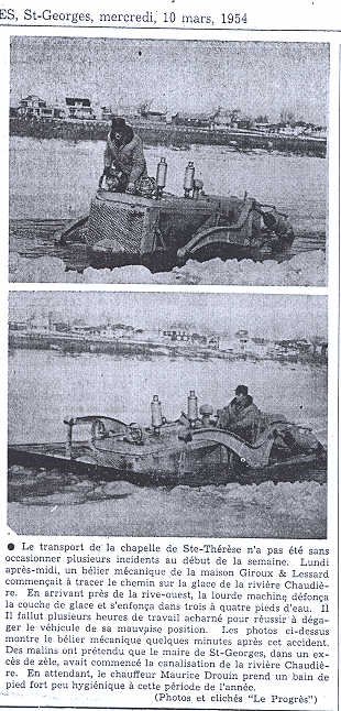 Transport de la chapelle 1954